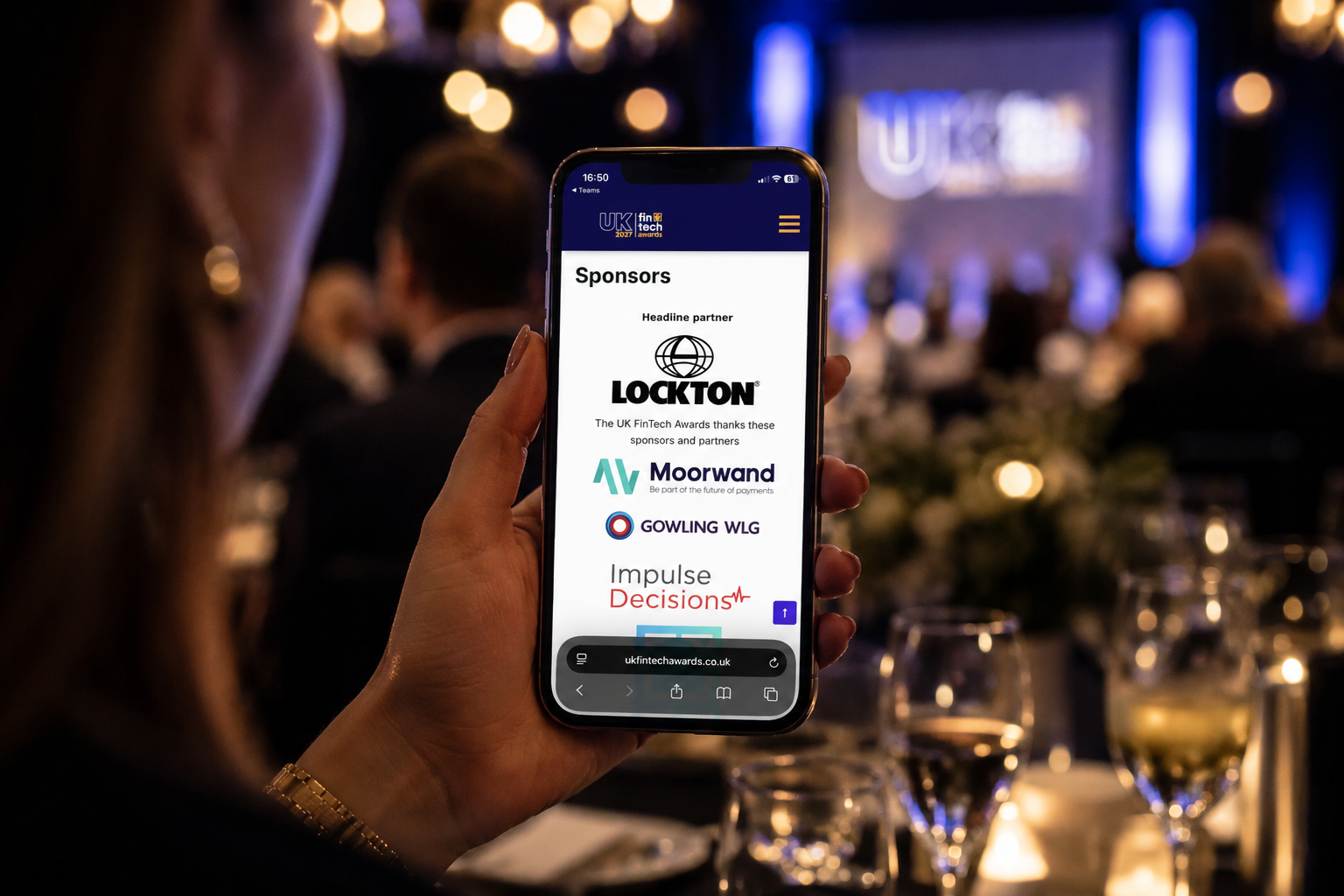 Awards ceremony close-up with smartphone